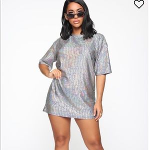 - FashionNova hologram T shirt dress